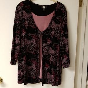 3/4 Sleeve Cartigan with Faux Tank Top